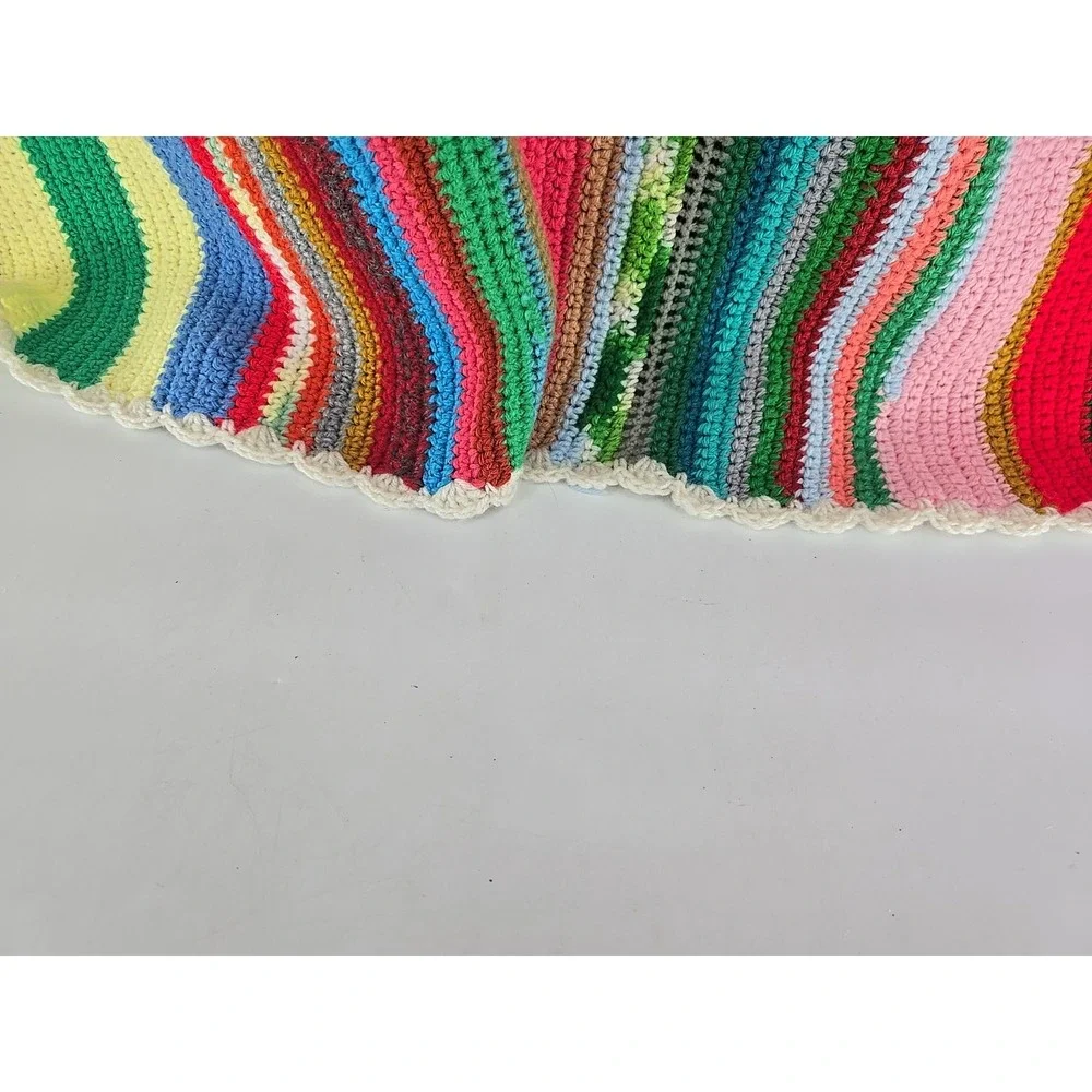 Huge Handmade Crochet Throw Chevron Afghan Cottagecore 80x60‎ Blanket - Colors!